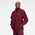 New Balance Men's Athletics Polar Fleece Full Zip in Red Poly Knit, size X-Large