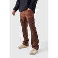 Mens Brown Slim Rigid Flare Overdye Carpenter Jeans, Brown