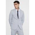 Mens Grey Skinny Fit Single Breasted Pinstripe Blazer, Grey