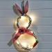 Aimik Easter Rabbit Wreath Decor with Lights for Front Door Wreath Bunny Shape Garland Wall Decor Decorating Rattan Circle Wreath Ornaments Easter Decorations