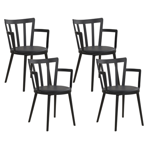 Esszimmerstühle 4er Set Schwarz aus Kunststoff Stühle für Esszimmer Esstisch Modern Minimalistisch