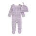 Burt s Bees Baby Girl Organic Cotton Micro Gingham Footed Jumpsuit & Knot Top Hat Set Sizes Newborn-9 Months