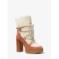 Michael Kors Culver Sherpa and Nubuck Lace-Up Boot Brown 9.5