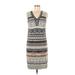 Studio One Casual Dress - Shift V Neck Sleeveless: Gray Stripes Dresses - Women's Size 10