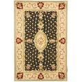 Black/White 0.625 in Area Rug - Safavieh Persian Court Black/Beige Rug Silk/Wool | 0.625 D in | Wayfair PC172A-4R