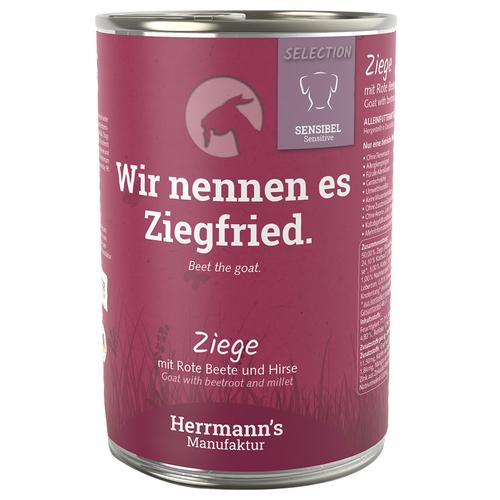 12x 400g Herrmann's Selection Sensitive Ziege Ziege mit Bio-Roter Bete & Bio-Hirse Hundefutter nass