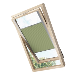 KS Handel 24 Dachfensterplissee Faltrollo Thermo verdunkelnd passend für Fakro 114x118 Dunkelgrün Image