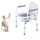 Heavy Duty Drop Arm Commode Bedside Commode Toilet Chair with Arms and Bathroom Safety Frame for Elderly, Adults Adjustable Seat Height