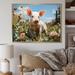 August Grove® Cute Pig Playing In Flowers I Framed On Canvas Print Plastic | 34 H x 44 W x 1.5 D in | Wayfair B914E1FE033B44278B65DB2C796CC0DF