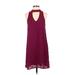 Krazy Kat Casual Dress - Mini Mock Sleeveless: Purple Print Dresses - Women's Size Small