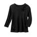 Draper's & Damon's Women's Corsage Tee - Black - PL - Petite