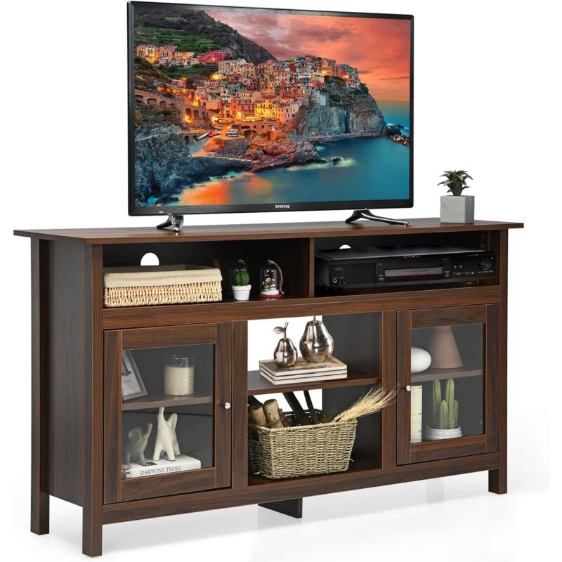 Tv Schrank für Fernseher bis zu 65 Zoll, 2 in 1 tv Ständer & Kaminschrank für 18 Zoll Elektrokamin,