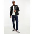 Barneys Originals real leather racing jacket with zip pockets in black