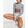 The North Face Training cropped long sleeve performance t-shirt in grey