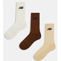 New Balance neutral 3 pack ankle socks in beige, tan and brown-Multi