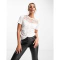 Morgan lace insert ruched t-shirt in white