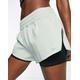 Reebok Running workout 2 in 1 shorts in mint green