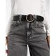 ASOS DESIGN gold twist buckle waist and hip jeans belt in black