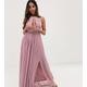 TFNC Petite bridesmaid exclusive pleated maxi dress in pink