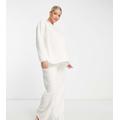 ASOS DESIGN Maternity exclusive lounge borg sweat & trouser set in cream-White