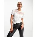 Morgan lace insert ruched t-shirt in white