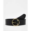 Levi's leather belt in black with gold circle buckle