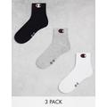 Champion crew socks in grey black white 3 pack-Multi