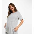 ASOS DESIGN Maternity exclusive mix & match cotton nursing pyjama tee in grey marl