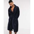 French Connection fleece dressing gown in navy