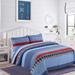 Full/Queen Denim Plaid 100%Cotton Quilt Set Navy Red