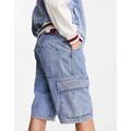 Tommy Jeans Aiden baggy cargo shorts in mid wash denim-Blue