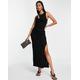 French Connection cut out fitted jersey midi dress in black