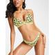 Calvin Klein CK One Cotton unlined triangle bralette in lime leopard print-Multi