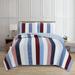 Full/Queen Striped Reversible 100%Cotton Quilt Set Blue