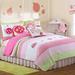 3pc Queen Ladybug Reversible Cotton Quilt Set Pink