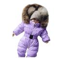 LBECLEY Snow Suit Fir Girls Outerwear Romper Coat Warm Baby Jacket Snowsuit Girls Hooded Jumpsuit Girls Coat&Jacket Kids Girls Snow Pants Purple 70