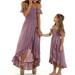 Parent-child Off-shoulder Dress with Ruffled Hem Pink Clothing