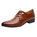 nsendm Male Shoes Adult Mens Shoes 574 Leather Style British Retro Pointed Toe Lace Up Business Casual Pointed Toe Dance Shoes for Men Leather Brown 10.5
