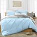 Full/Queen Size Microfiber Duvet Cover Reversible Ultra Soft & Breathable 3 Piece Luxury Soft Wrinkle Free Cooling Sheet (1 Duvet Cover with 2 Pillowcases Light Blue)