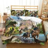 Home Bedclothes Newly Fashion Dinosaur Painting Bedding Cover Set with Pillowcase King (90 x104 )