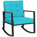 Patio Rocking Chair Outdoor Glider Rattan Rocker Chair Turquoise