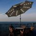 Solar Umbrellas Umbrella 9 FT LED Umbrellas 32LED Lights Tilt And Crank Outdoor Table Umbrellas Chocolate