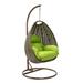 LeisureMod Beige Wicker Indoor Outdoor Patio Hanging Egg Swing Chair Light Green