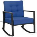 Patio Rocking Chair Outdoor Glider Rattan Rocker Chair Navy