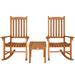 3 PCS Rocking Chair Set Wood Conversation Chairs and Accent Table Set