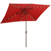 Dtwnek 6.5 ft x 10 ft Waterproof Rectangular Patio Umbrella and 26LED Solar Lights Push Button Tilt Red