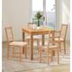 Hallowood Furniture - Hereford Oak Small Dining Table and Chairs Set 4 with Ladder Back, Wooden Square Table and Chairs in Beige Seat, Kitchen Table