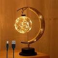 The Enchanted Lunar Lamp USB/Battery Powered LED Moon Lamp Hanging Memorial Moon Lamp Night Light with Stand Crescent Moon Ball Light Bedroom Bedside Table DÃ©cor Night Lamp Kids Gifts