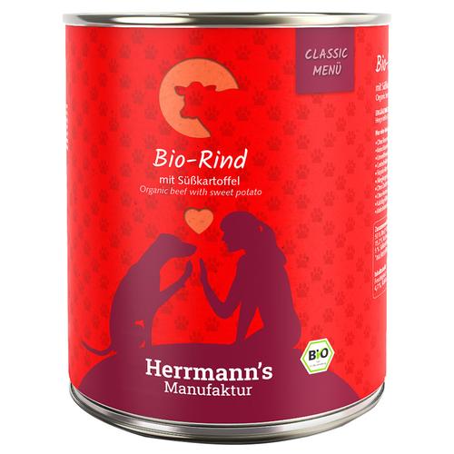 Sparpaket: 24x800g Herrmann's Classic Bio-Menü Bio-Rind mit Bio-Süßkartoffeln Hundefutter nass