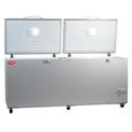 Commercial Chest Freezer With Twin Lid From Contender - 665 Litre Capacity. Stainless Steel In Silver